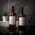 Amber Glass Kitchen or Bathroom Soap Dispensers - Set of 2